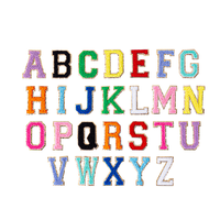 Lettres en chenille à paillettes dorées A-Z multicolores Écussons en feutre brodés personnalisés Lettres en chenille