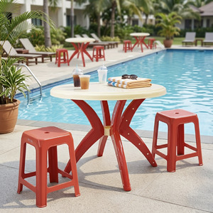 Virgin PP Plastic Dining <b>Table</b> 90 Cm Durable Heavy Duty Waterproof <b>Foldable</b> Easy Assembly Contemporary Design Garden Quick-Dry - Product Image 5