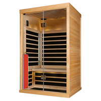Sauna Infrarroja de Luz Roja para Dos Personas SS-200, Sauna Seca de Madera de Hemlock Canadiense para Interiores