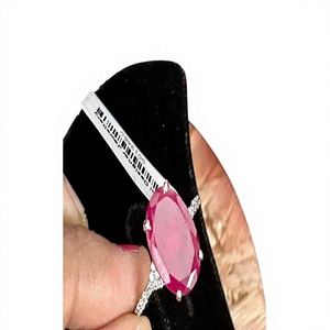 Anillo de cóctel ovalado de rubí natural para mujer, chapado en oro de 18 quilates, engaste de púas, joyería glamurosa para compromiso, piedra de nacimiento de julio - Product Image 2