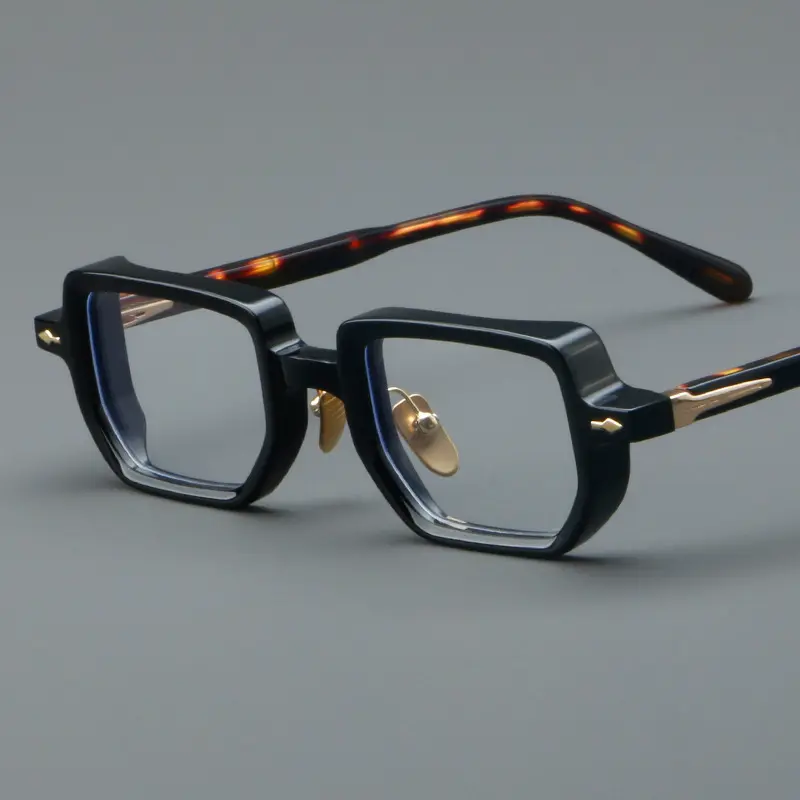 Gafas de acetato con bloqueo de luz azul para hombre y mujer, monturas de gafas ópticas de alta calidad con logotipo personalizado, moda Retro, cuadrado pequeño, 2024