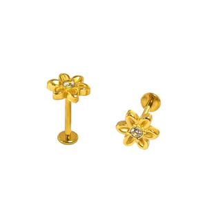 Zoryn F136 <b>Titanium</b> Alloy Threaded Flower Diamond-Encrusted Unisex High-End Ear Bone Lip Nose <b>Studs</b> Headscarves - Product Image 5