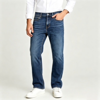 Jean droit extensible coupe bootcut pour homme en denim de coton, coupe facile, cinq poches, décontracté, confort quotidien