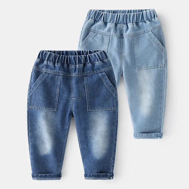 2-7 Idade Atacado Mid-Cintura Menino Casual Calças Criança Lavado Personalizado Denim Jeans Pocket Calças Crianças Meninos Moda Jeans Pant Design
