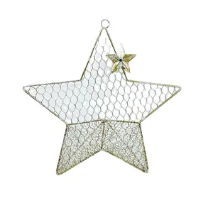 Vendita calda grande albero di natale del mestiere del metallo filo 3D forma di stella appeso ornamento per la decorazione di natale