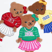 Patch brodé tendance motif grande marque Big Bear avec détails en chenille, applique ours trois couleurs pour sweat-shirts, t-shirts et réparation de tissus