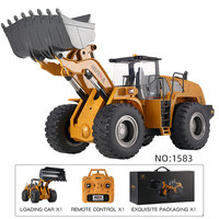 Cargadora de Ruedas a Control Remoto Escala 1/14, Vehículo de Construcción de 24 Canales, Tractor de Construcción, Juguete Bulldozer Metálico 2.4G, Huina 1583