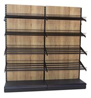 Fabriek Goedkope Supermarkt Fruit & Vegetable 2.1M Hoge Houten Backed Draad Rekken Muur Display Bay Met 470Mm Base