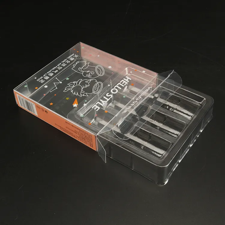 プラスチック透明スライディングブリスタートレイカードクリアパッキングカスタム口紅リップバームブリスター