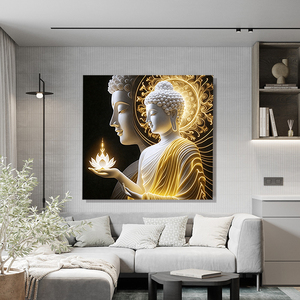 Arte Mural Religioso Moderno en Porcelana de Cristal con Diamantes, Decoración de <span class=keywords><strong>Buda</strong></span> Dorado, Cuadros Decorativos para el Hogar - Product Image 2