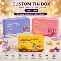 Caja Rectangular de Metal para Dulces y Suplementos, Empaque para Bienestar, Sueño y Colágeno, Logotipo Personalizado, MOQ Bajo