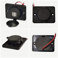 Lumière LED rectangulaire étanche à montage en surface, 5V 3.1A, double USB-A, prise de chargeur de voiture USB vers DC 12V, prise de courant 24V