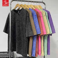 SK 230G T-shirt Homme Personnalisé Vintage Streetwear Oversize en Gros, Pur Coton Lourd Délavé à l'Acide, Manches Courtes, Tissu Tricoté