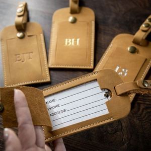 Étiquette anti-perte vintage créative en cuir de vache, personnalisable - Product Image 3