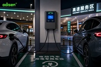 Station de recharge AC pour véhicules électriques 14 kW GB/T avec deux pistolets, montage mural, 2x32A, écran LCD RFID, IP54 pour parking commercial