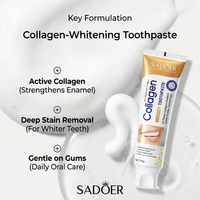 Dentifrice blanchissant au collagène biologique SADOER, soin des gencives et de l'émail, renforce l'émail des dents, vente chaude, directement du fabricant