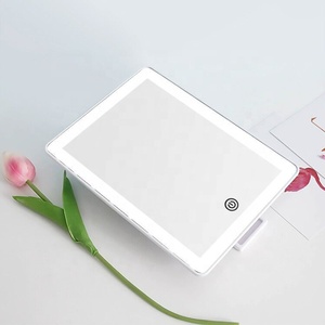 Miroir de maquillage Portable, protectrice de voyage, double puissance, carré, LED, blanc, écran tactile - Product Image 6