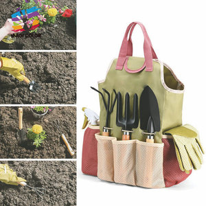 Juego de 9 Herramientas de Jardinería de <span class=keywords><strong>Madera</strong></span> <span class=keywords><strong>para</strong></span> Niños, con Pala, Tenedor, Tijeras de Podar, Botella de Spray, Guantes, Bolsa de Almacenamiento y Delantal, Kit Completo de Jardinería - Product Image 1