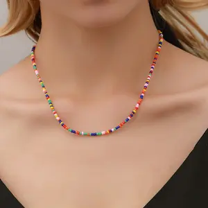 New Fashion Ethic Style Bohemian Multi Color Millet Choker Summer DIY Beach Necklace Beads Necklace