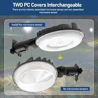 Lámpara LED de seguridad para exteriores con fotocélula, luz de granero, para ubicaciones húmedas, garaje, patio, almacén, 5000K, aluminio