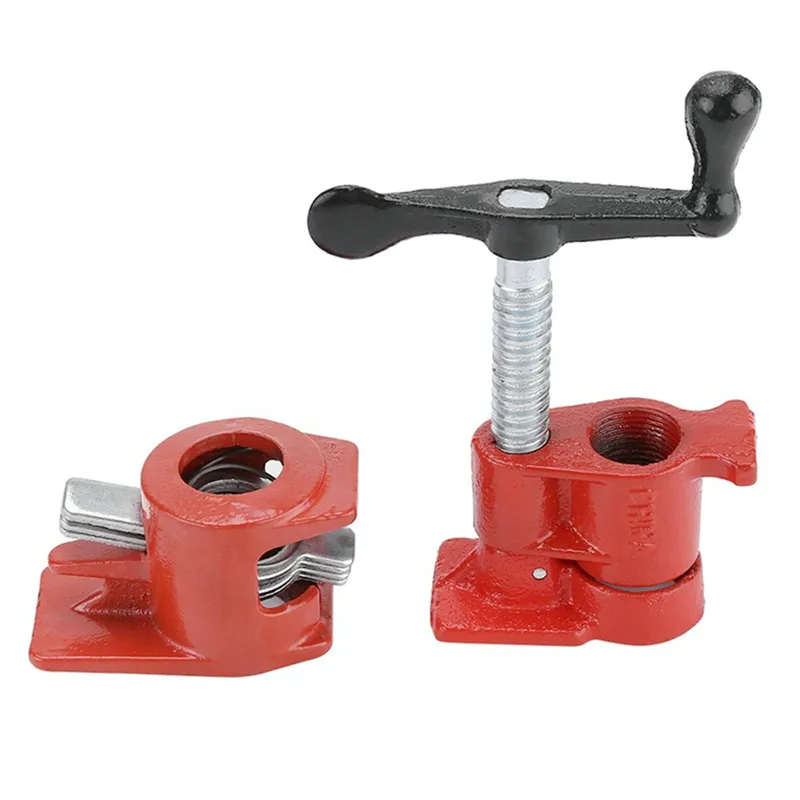Wood Clamps 3/4-Inch 1/2 Inch H Style Pipe Clamp red/black 2-Pack 3/4 Inch Pipe Clamps for Woodworking
