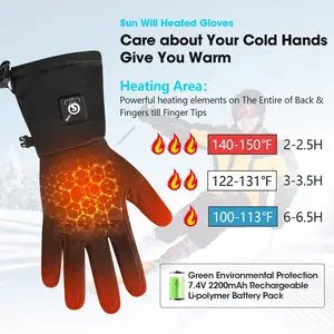 Gants chauffants pour l'hiver thermiques étanches avec batterie rechargeable Gants de ski chauffants pour écran tactile pour autres sports de course électriques