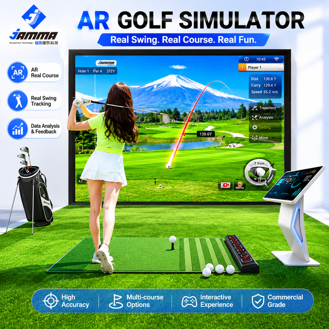 JAMMA JM-AR-GF03 AR Golf Simulator Indoor Projection System Dual High-Speed Camera Monitor 1280x720 Resolution for Sport Centers