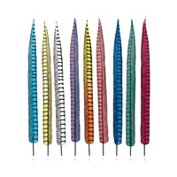Plumes de fausse queue de faisan rayées de 65 cm, couleurs multicolores, pour coiffes de carnaval, chapeaux de danse Samba, décoration de chapellerie - Vente en gros