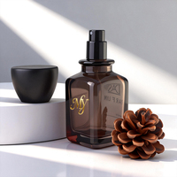 Fragancias de Color Personalizadas, Lujosa Botella de Perfume de Vidrio Negro Translúcido de 50 ml con Tapa de Madera Negra