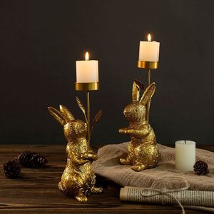 Figurine de lapin en résine dorée avec support pour bougie chauffe-plat, décoration religieuse de Pâques et de printemps pour la maison, écologique - Product Image 3