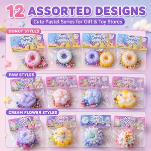 Juguetes Sensoriales Blandos y Adorables al por Mayor, 12 Diseños Pastel Surtidos, Estilos de Donut, Pata, Crema y Flor, Material Plástico Unisex - Product Image 1