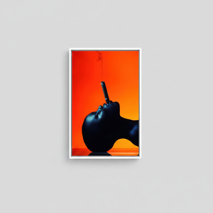 Bold Black Woman with Cigar <b>Canvas</b> Wall Art, Dramatic Print,WHITE <b>FRAMED</b> <b>CANVAS</b> - Product Image 2