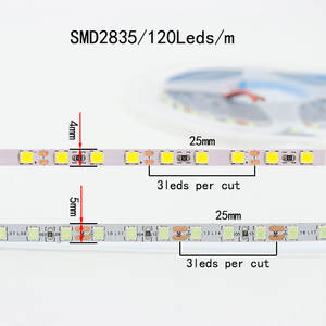 شريط إضاءة LED SMD2835 عالي السطوع بجهد 12 فولت نحيف 4 مم 5 مم مرن أبيض دافئ-أحمر-أزرق-أخضر-وردي-أبيض طبيعي 4000 كلفن 120 لمبة/متر - Product Image 4