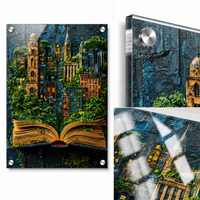 Impression acrylique de 4,5 mm d'épaisseur, 30x45 cm, livre pop-up, paysage urbain, art mural moderne numérique HD UV pour la décoration de bureaux, d'hôtels et de galeries