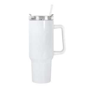 Expédition immédiate, vente flash, gobelet isotherme en acier inoxydable de 40 oz, sublimation, couvercle en plastique, poignée, voyage, écologique, réutilisable - Product Image 4