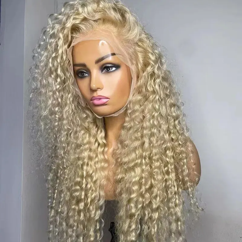 Perruque de cheveux humains péruviens ondulés, couleur Blonde 613, HD 360, vente en gros