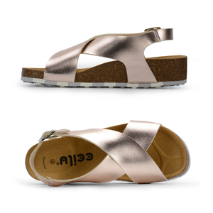 Sandalias Veganas de Mujer con Punta Abierta, Soporte de Arco, Correa en el Tobillo, Plataforma de Cuña Baja, Antideslizantes, Ligeras, Certificadas por B-Corp, para Invierno - Product Image 1