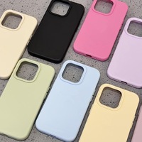 Coque de téléphone en silicone liquide épais de couleur unie, simple, couleur gelée de riz, compatible avec Apple 17, protection intégrale contre les chocs