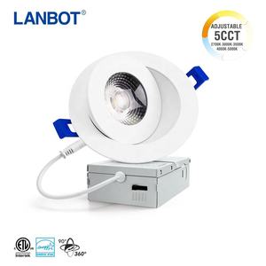 Luminaires encastrés inclinables ETL pour plafonds inclinés, 3 pouces, 7W, sans boîtier, 5CCT, éclairage LED, indice de protection IC, étanches - Product Image 1