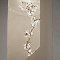 Lustre LED moderne en cristal avec pendentif en cuivre personnalisé IAN pour salle à manger, projet hôtelier, escalier, double plafond