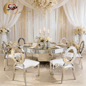 Table de salle à manger rectangulaire moderne en acier inoxydable doré/doré rose avec plateau en verre pour la maison, l'hôtel, l'extérieur et les appartements - Product Image 4