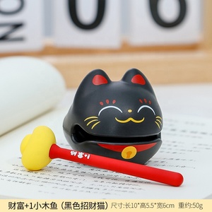 <span class=keywords><strong>Chat</strong></span> porte-bonheur en bois mignon petit poisson de bureau calmant soulagement du Stress ornement de bureau taraudage jouet drôle cadeau à la mode jouer - Product Image 4