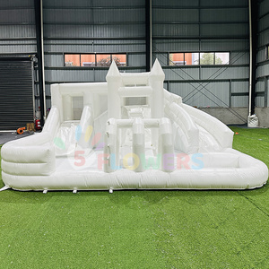 Trẻ mới biết đi Trắng Khóa học trở ngại nhà bị trả lại lâu đài Inflatable Bouncer với trượt nước và hồ bơi - Product Image 2