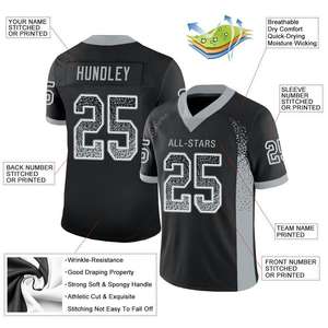 Custom <b>Black</b> Gold-<b>White</b> Classic Style Mesh Authentic <b>Football</b> Jersey - Product Image 2