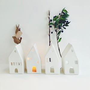 Giá Đỡ Nến Tealight Hình Ngôi Nhà Bằng Gốm Màu Trắng Để Trang Trí Nhà Cửa - Product Image 3