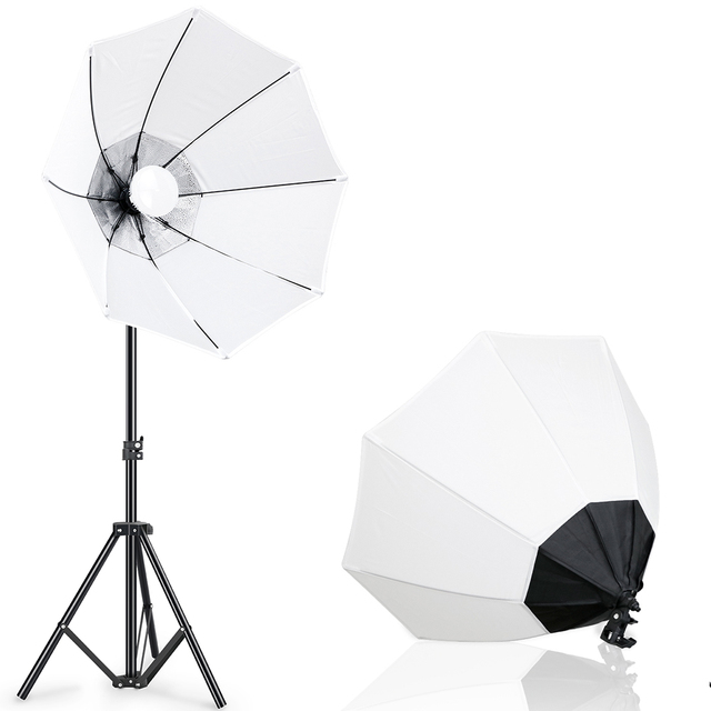 Hot 70CM Photography Soft Box Kit EU Plug Octagon Soft Box 45W Energy Saving Light Bulb Flash Umbrella Photo Studio Accessory