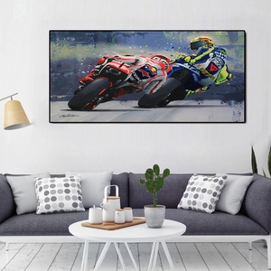 Commercio all'ingrosso di Etsy dropshipping di vendita calda decorazione per la casa pittura a olio di <span class=keywords><strong>moto</strong></span> da corsa 100% pittura a olio fatta a mano - Product Image 1