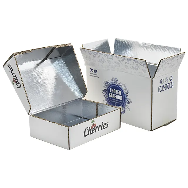 Soğuk zincir taşıma kutusu kağıt soğutulmuş termal yalıtımlı dondurulmuş gıda ambalaj karton nakliye gıda konteyner için