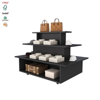 Yiree vêtements marque magasin luminaires usine premium bois 3 niveaux support supérieur portable table rotative affichage avec roues