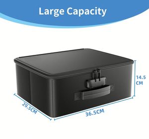 Large Capacity 4x6" Rectangle Silicone Coated Fiberglass Fireproof <b>Waterproof</b> Photo <b>Storage</b> <b>Box</b> Handle Classic Folding Design - Product Image 2